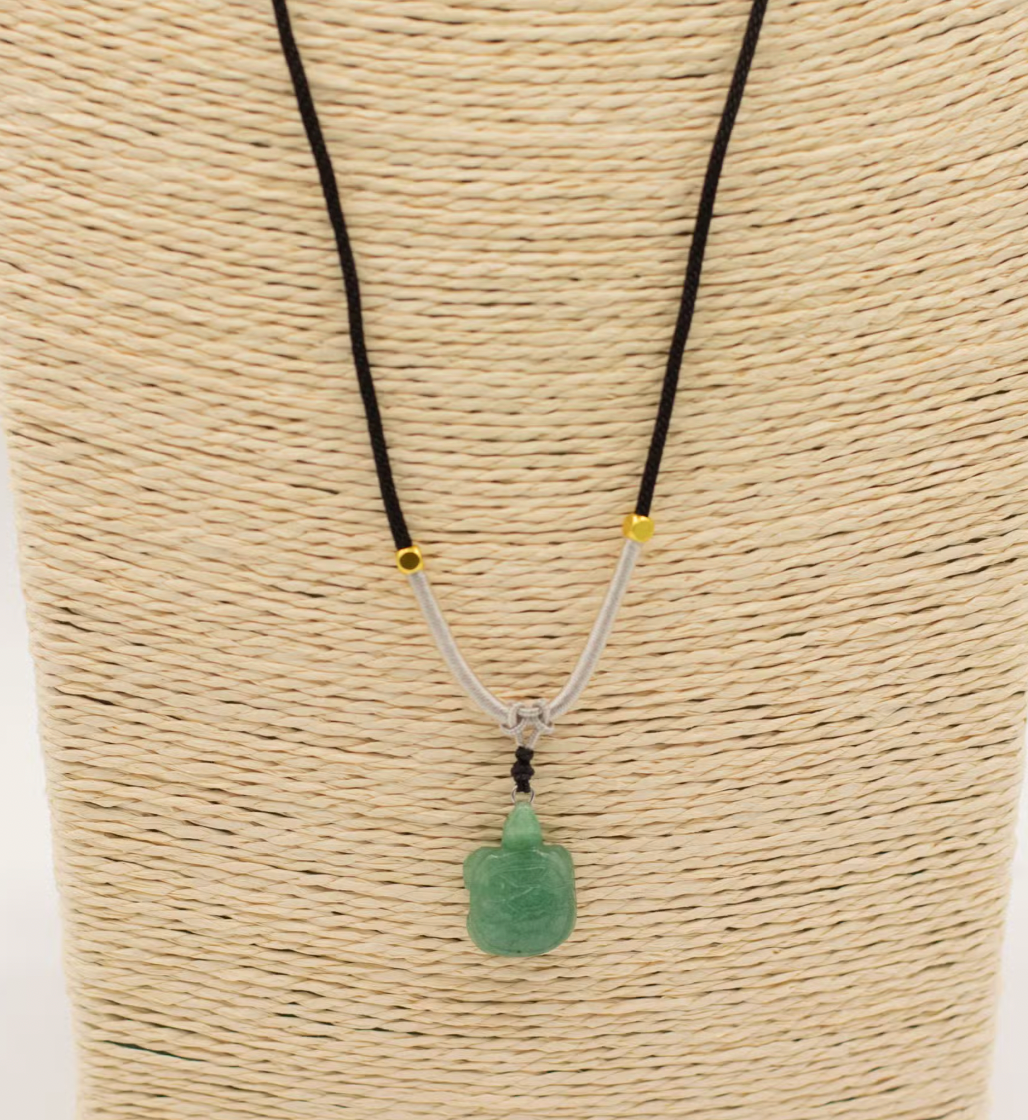 Cord Necklace Gemstone Pendant Jade Turtle