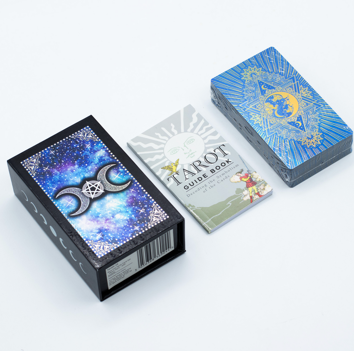 Blue Foil Tarot Card Set Moon Face With Booklet