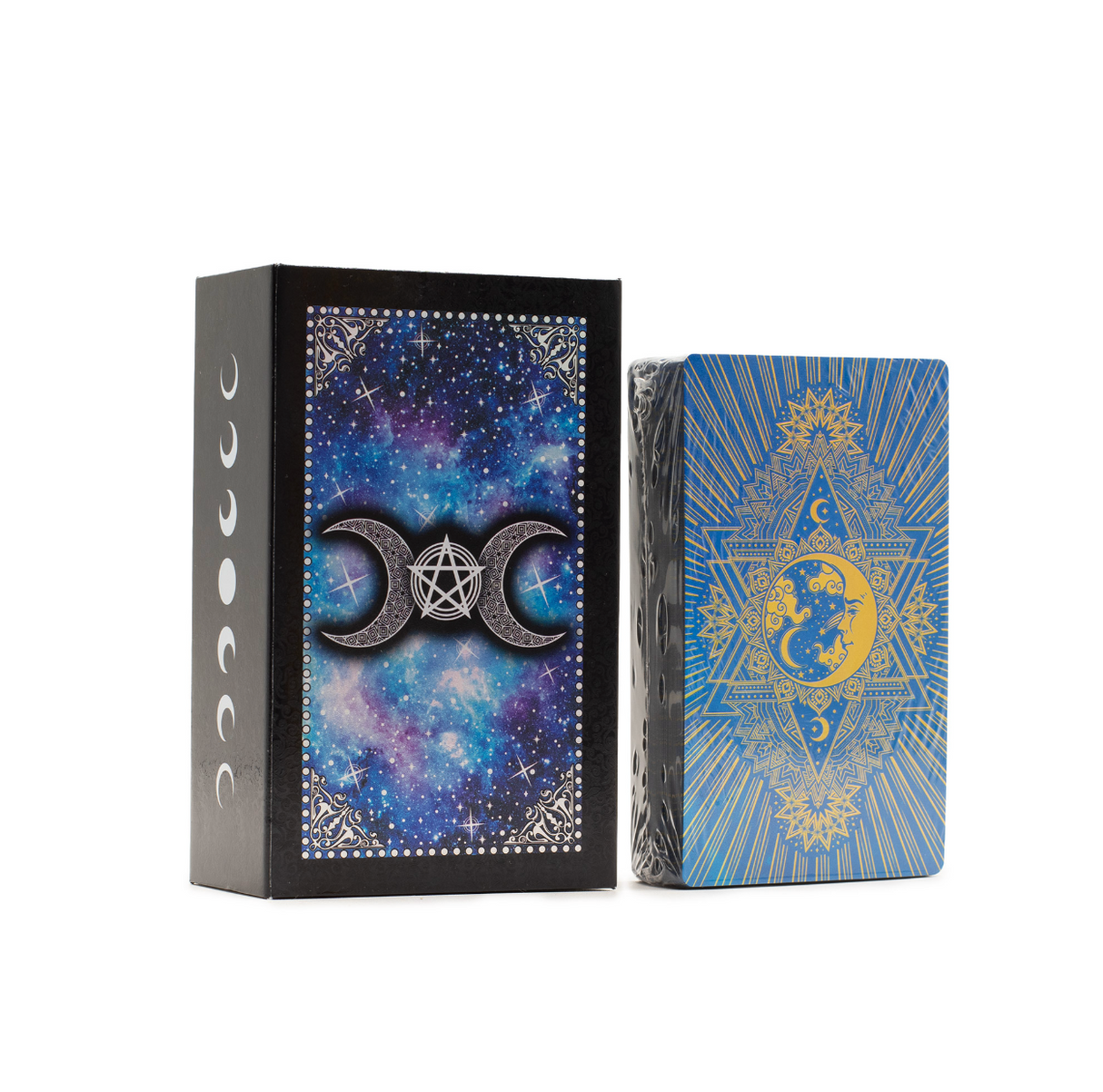 Blue Foil Tarot Card Set Moon Face With Booklet