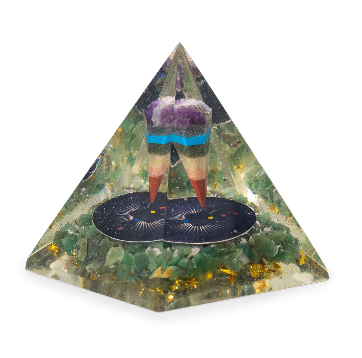 Мед Органитни Пирамиди 7x6см - Пендула - Зелен Авантюрин Чипс