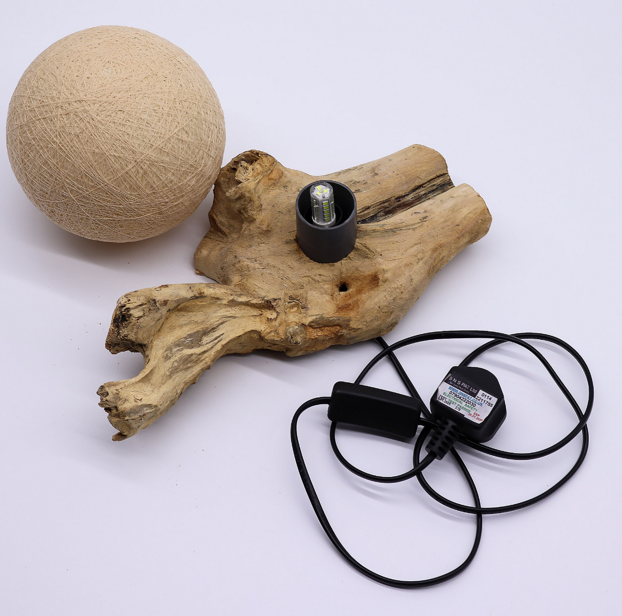 Лампа DriftGlow с хлопковым абажуром кремового цвета