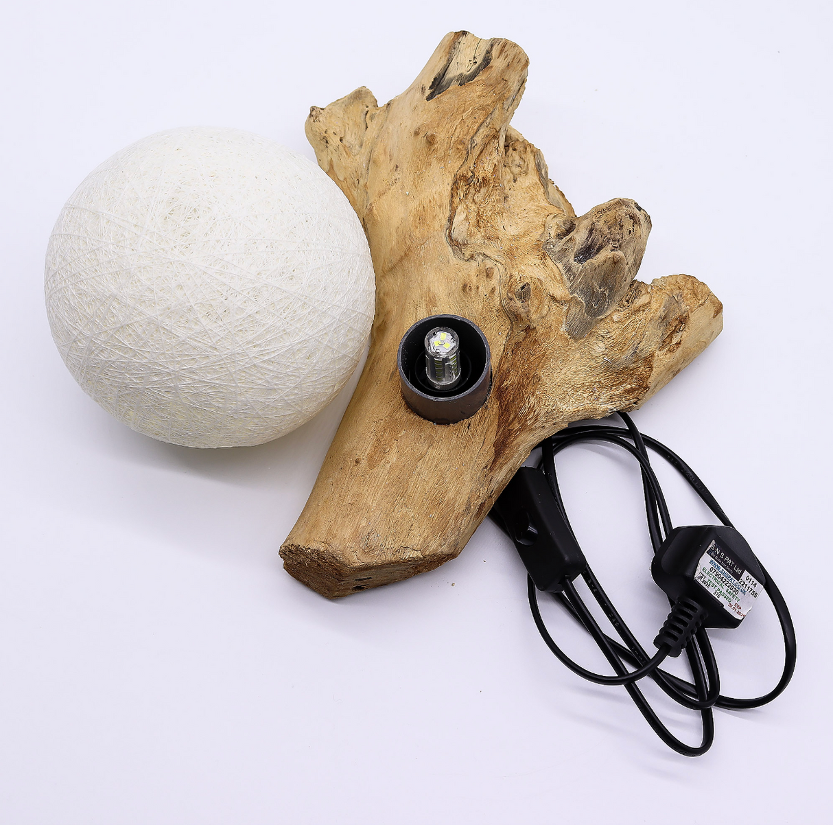 Лампа DriftGlow с абажуром из хлопка Luna цвета слоновой кости