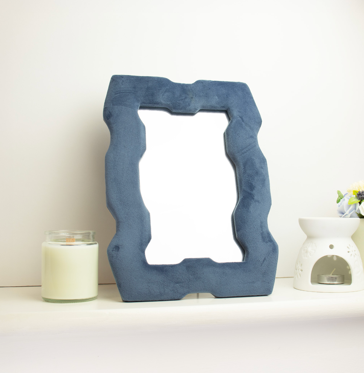 Soft Squiggly Mirror Chunky Frame Royal Blue 30 5X22 5X2 3Cm