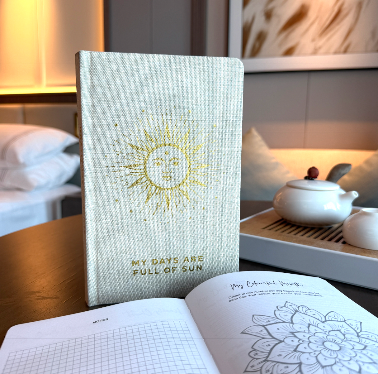 Ivory Gratitude Journal With Gold Lining 120 Pages My Days Are Full Of Sun