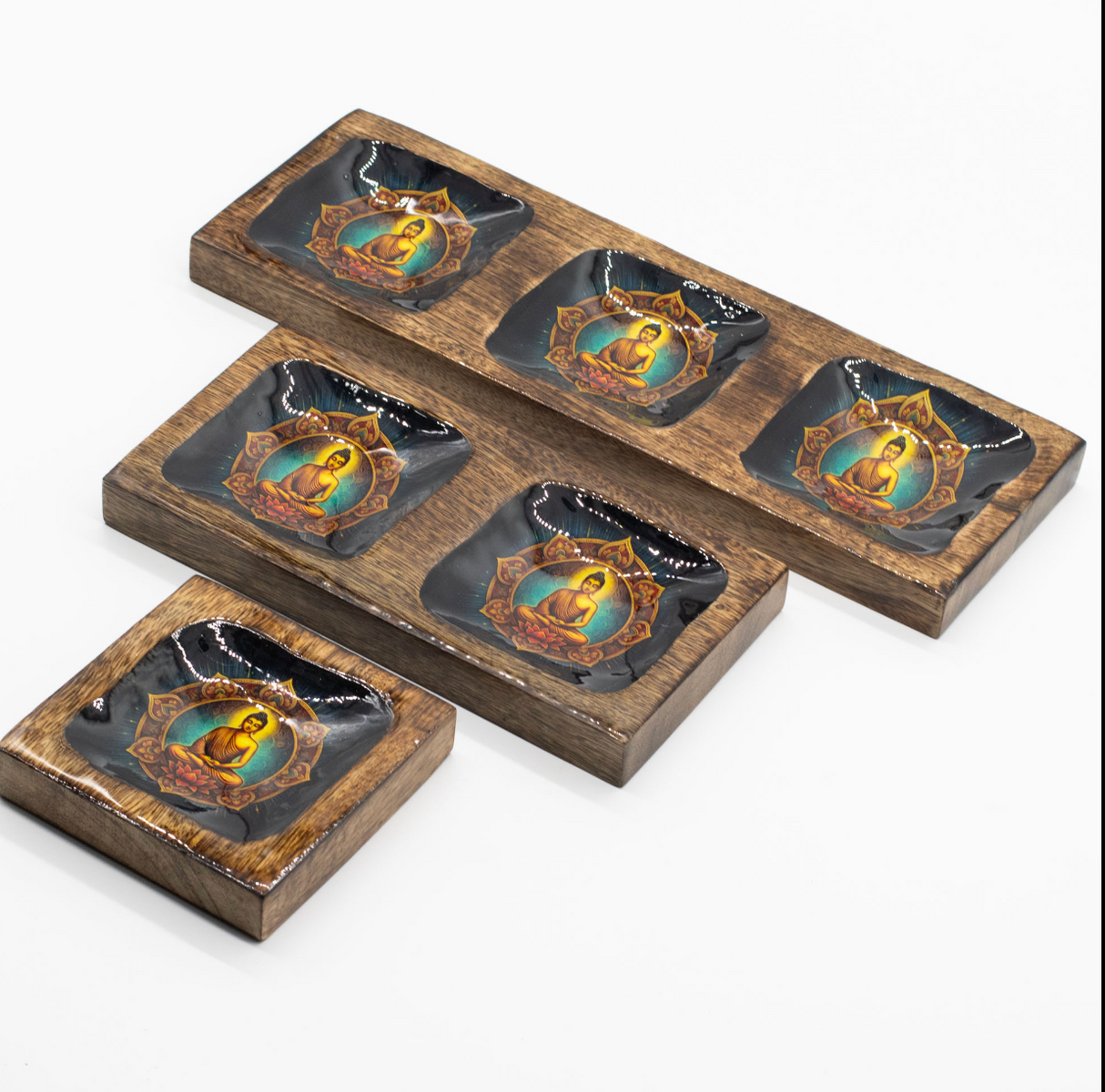 Stort emaljerat mangofatset - Buddha