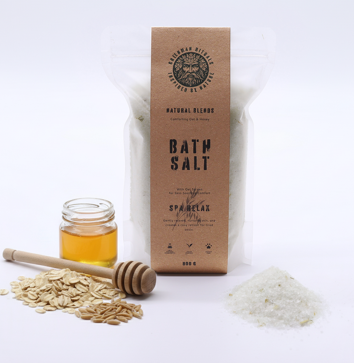 Greenman Rituals Oat Honey Epsom Bath Salt Spa Relax Blend
