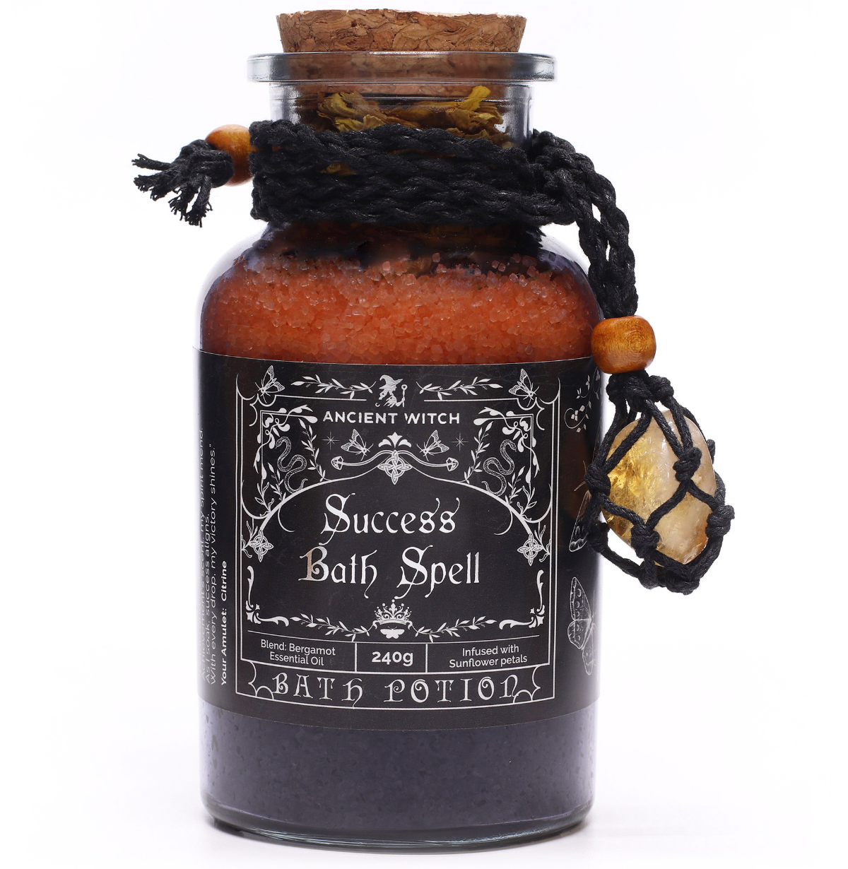 Ancient Witch Bath Spell Potion Citrine Crystal Amulet Success