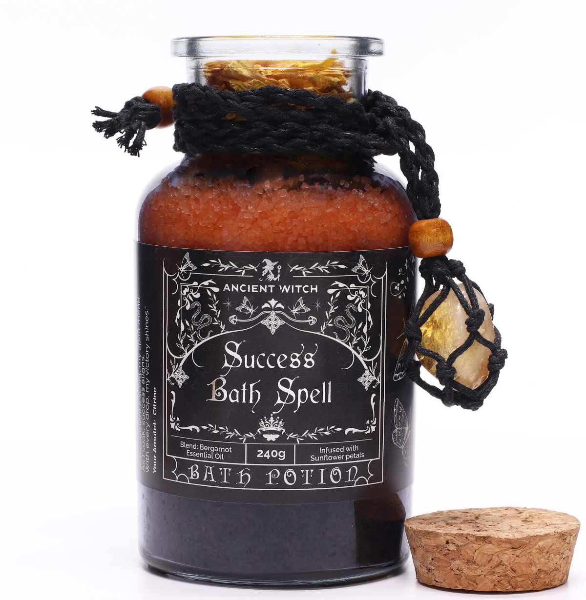 Ancient Witch Bath Spell Potion Citrine Crystal Amulet Success