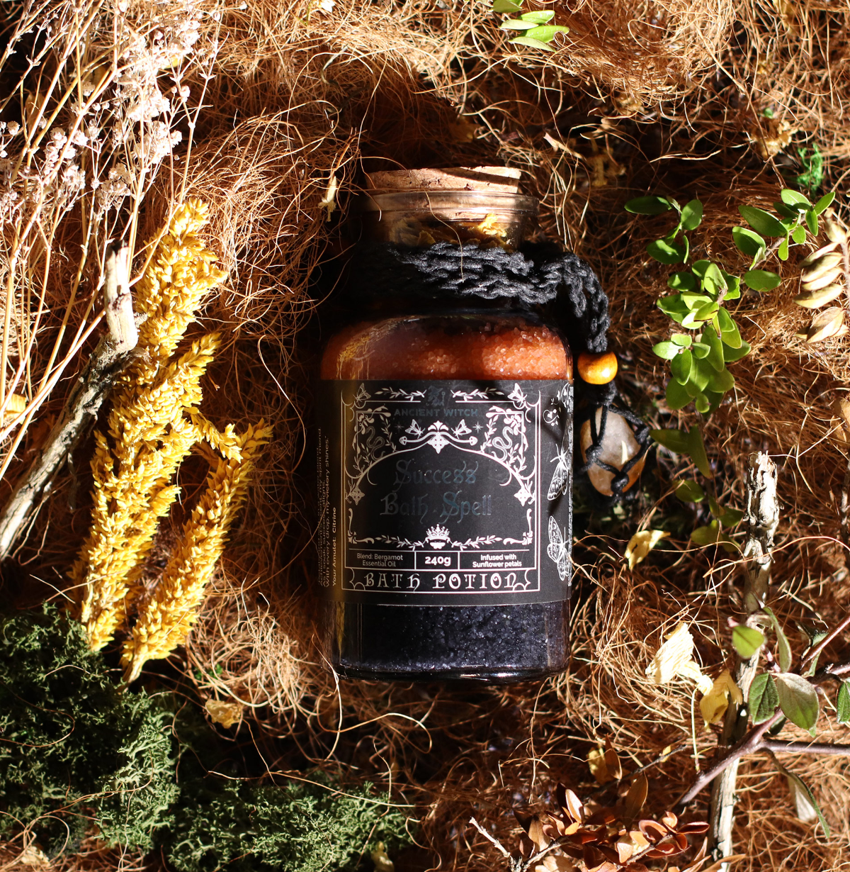 Ancient Witch Bath Spell Potion Citrine Crystal Amulet Success