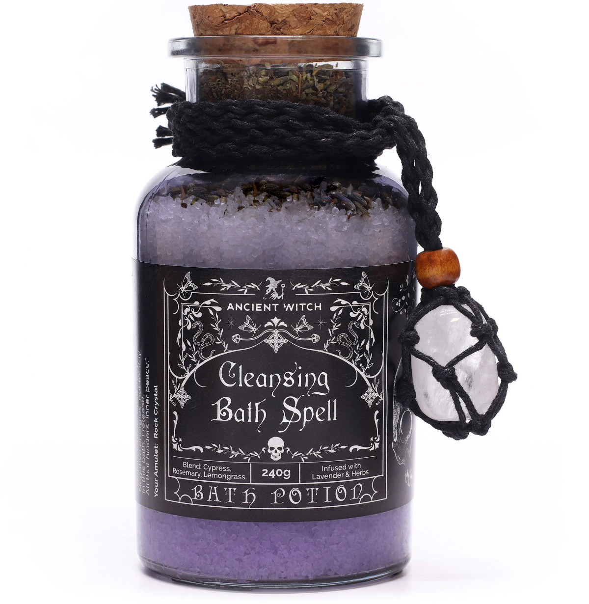 Ancient Witch Bath Spell Potion Rock Crystal Amulet Cleansing
