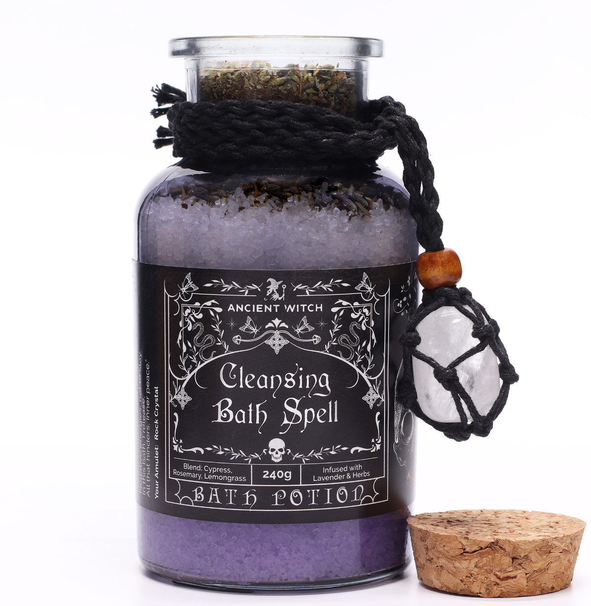 Ancient Witch Bath Spell Potion Rock Crystal Amulet Cleansing