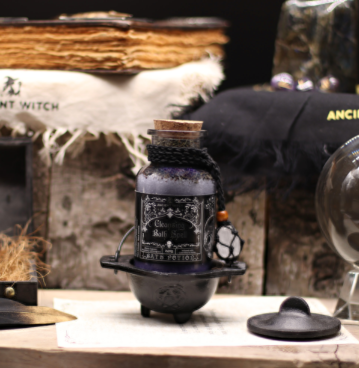 Ancient Witch Bath Spell Potion Rock Crystal Amulet Cleansing