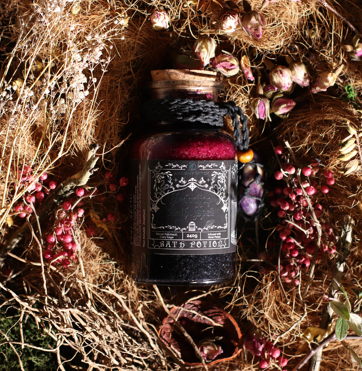 Ancient Witch Bath Spell Potion Amethyst Crystal Amulet Seduction