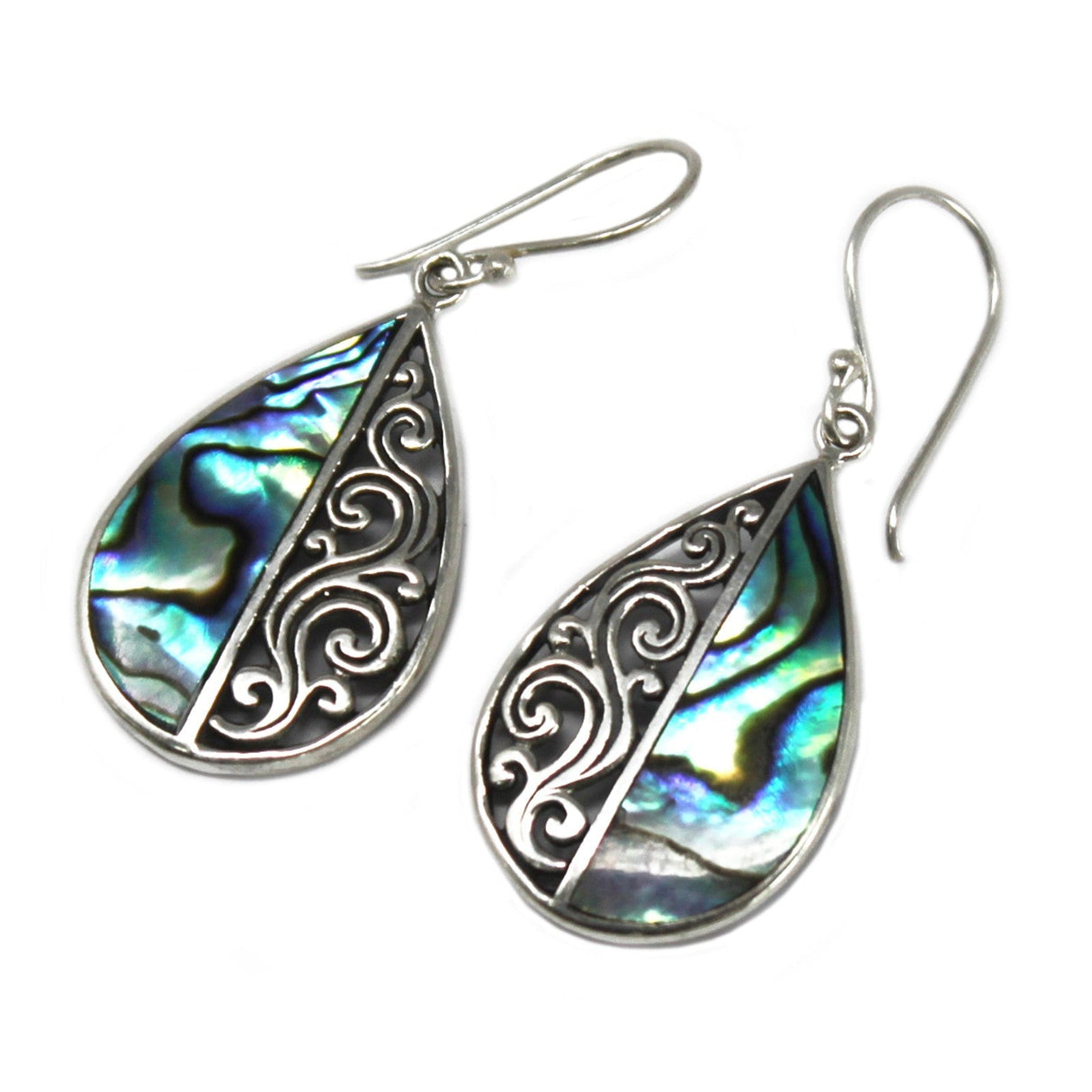 Shell & Silver Earrings - Teardrop - Abalone - SHAMTAM.COM
