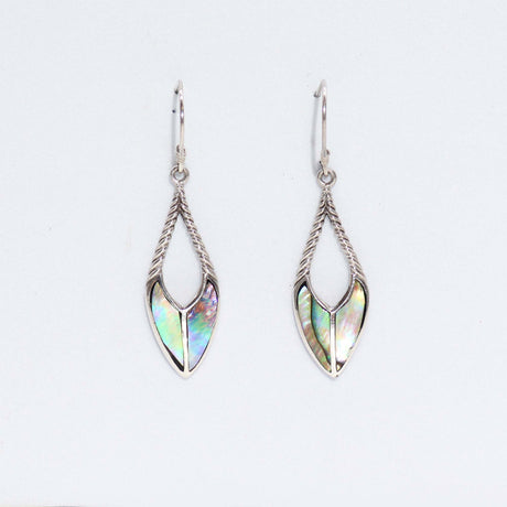 Shell & Silver Earrings - Spear Drops - Abalone - SHAMTAM.COM