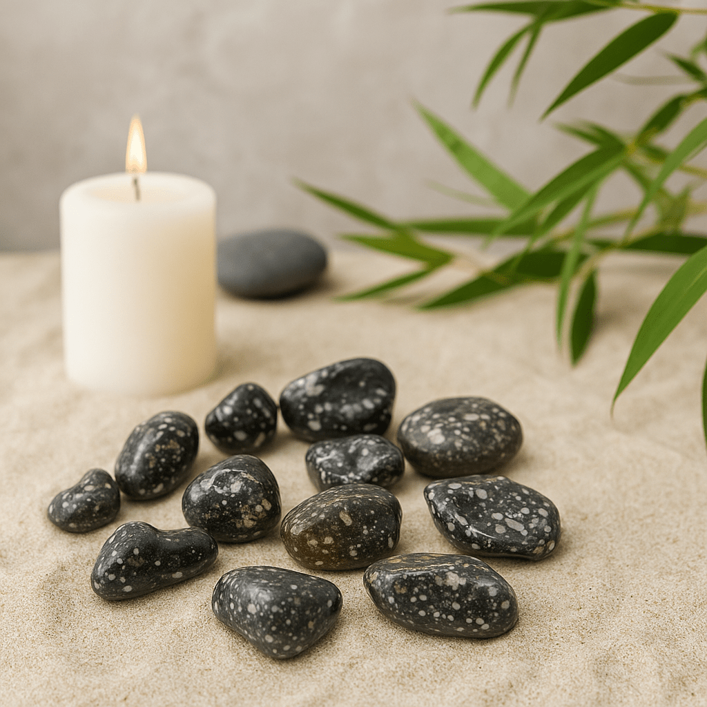 African Guinea Fowl Tumbled Stones Medium, 12 Pieces - SHAMTAM.COM