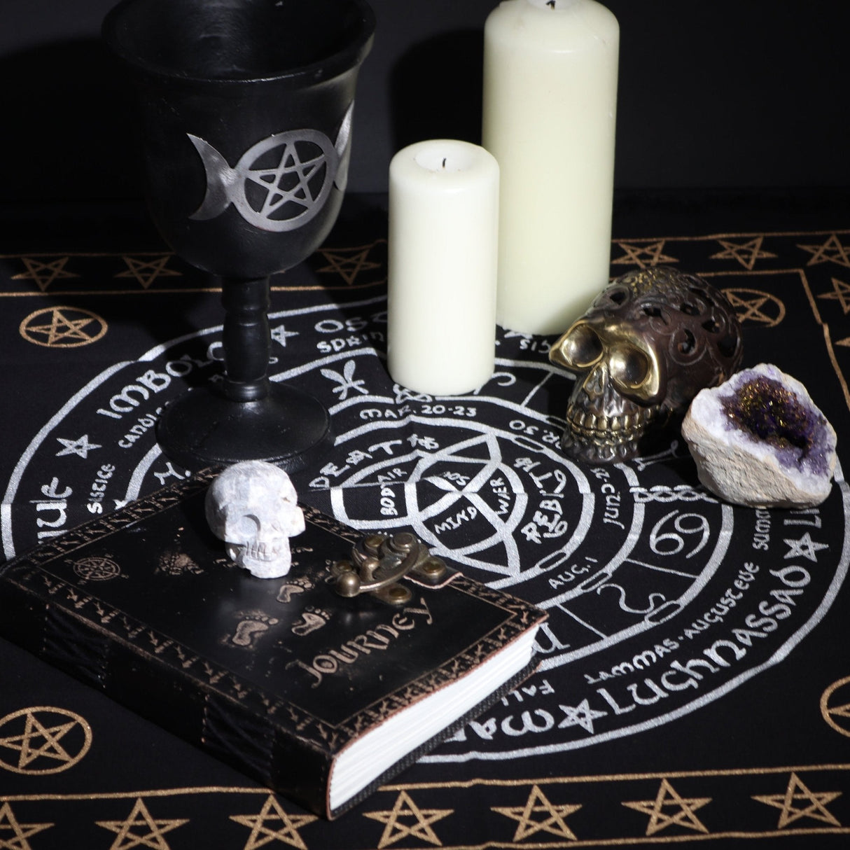 Esoteric Fringed Altar Cloth - Life Death Rebirth - SHAMTAM.COM