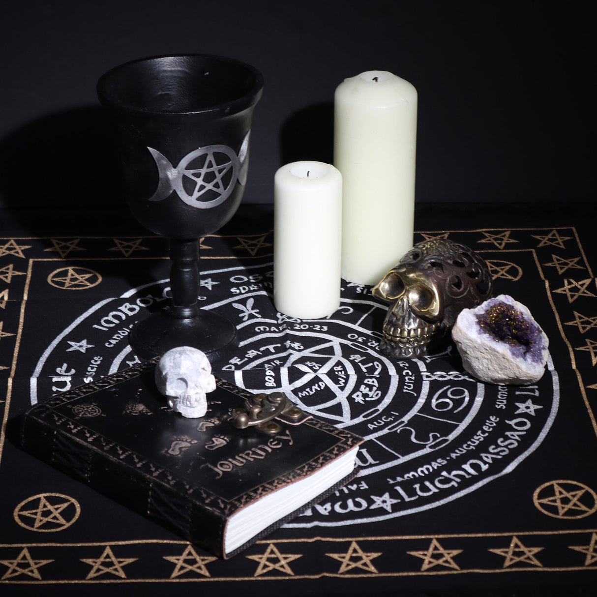 Esoteric Fringed Altar Cloth - Life Death Rebirth - SHAMTAM.COM