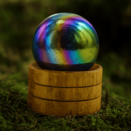 Gemstone Sphere 40mm - Amethyst Aura with Stand - SHAMTAM.COM