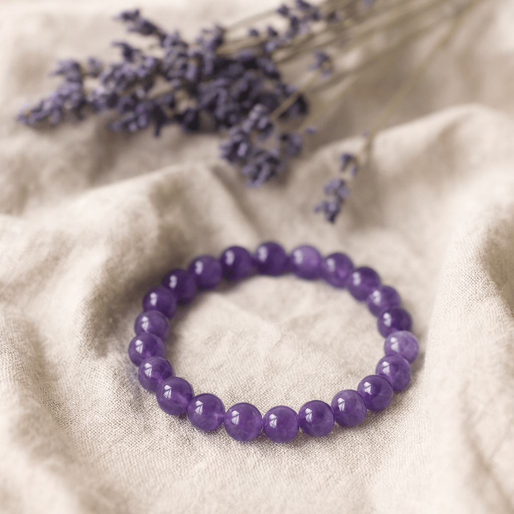 Amethyst Beaded Stretch Bracelet 8mm - SHAMTAM.COM
