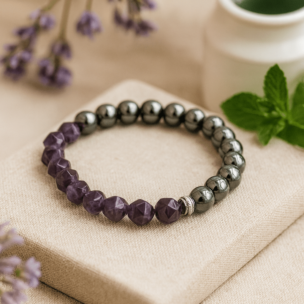 Amethyst Bracelet Faceted Magnetic Gemstone - SHAMTAM.COM