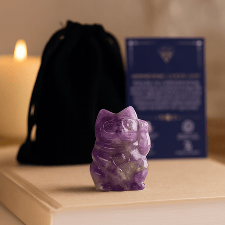 Amethyst Cat Figurine, 50x35x25mm - SHAMTAM.COM