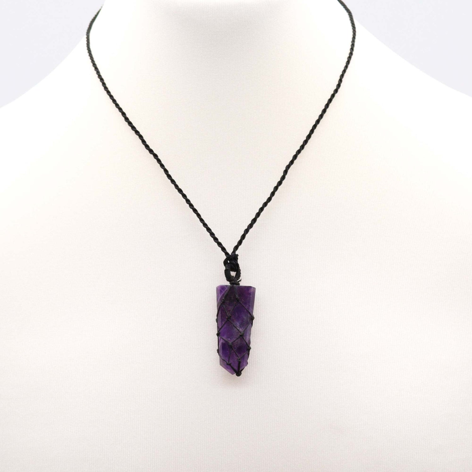 Amethyst Pendant - Laced Crystal Gemstone Flat Point - SHAMTAM.COM