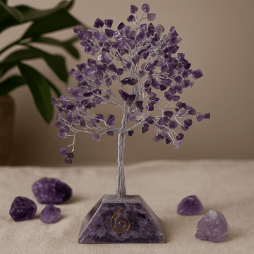 Amethyst Crystal Tree Orgonite Base, 320 Gemstones - SHAMTAM.COM