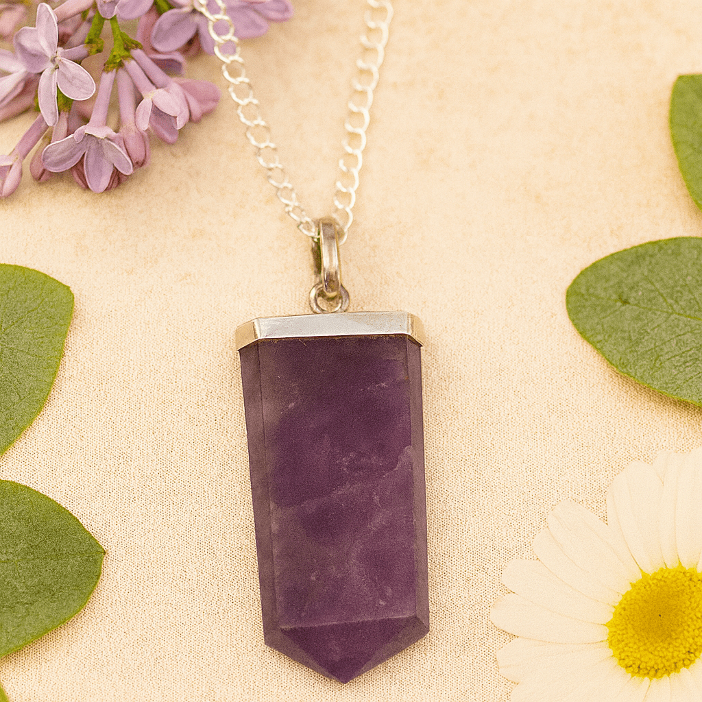 Amethyst Pendant Flat Pencil Crystal - SHAMTAM.COM