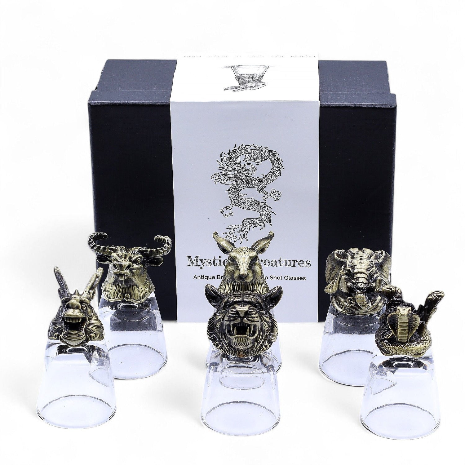Antique Bronze Animal Shot Glasses Set 50ml (6) - SHAMTAM.COM