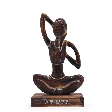 Antique Wooden Yoga Sculpture - Cow Face Pose - "Stretch into Your Strength" Figurine - SHAMTAM.COM