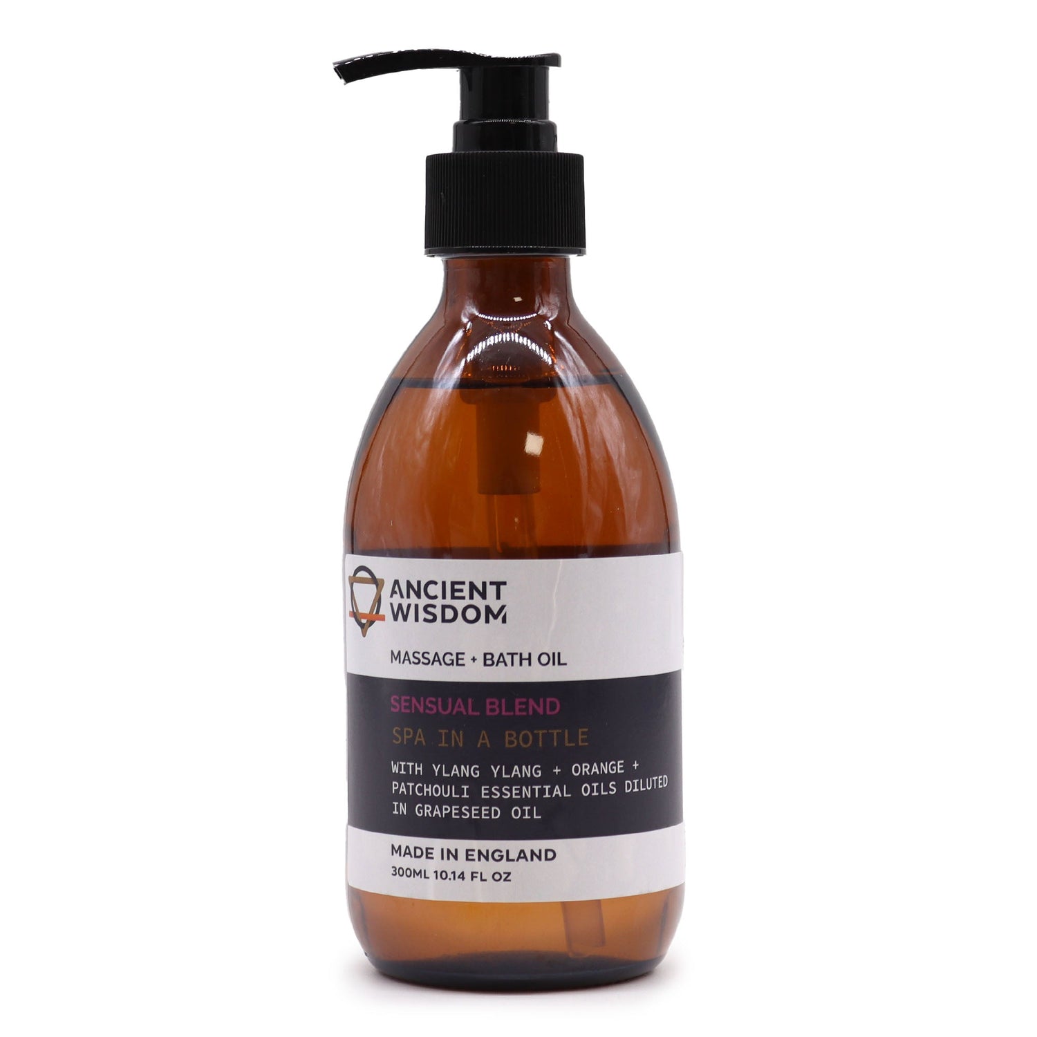 Sensual Aromatherapy Massage & Bath Oil 300ml - Ancient Wisdom with Ylang Ylang, Orange & Patchouli Essential Oils, Made in England - SHAMTAM.COM