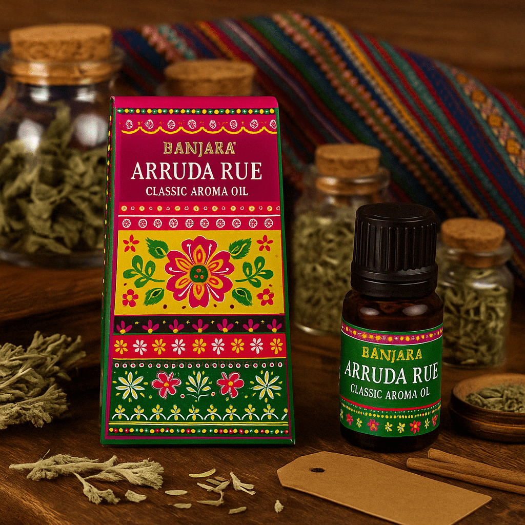 Banjara Arruda Rue Classic Aroma Oil 10ml - Premium Indian Fragrance in Vibrant Packaging - SHAMTAM.COM