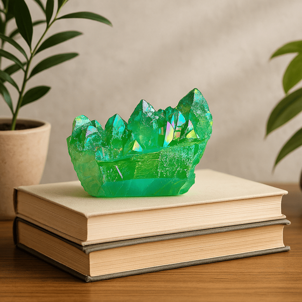 Aura Green Flame Quartz Crystal Lab Created - SHAMTAM.COM