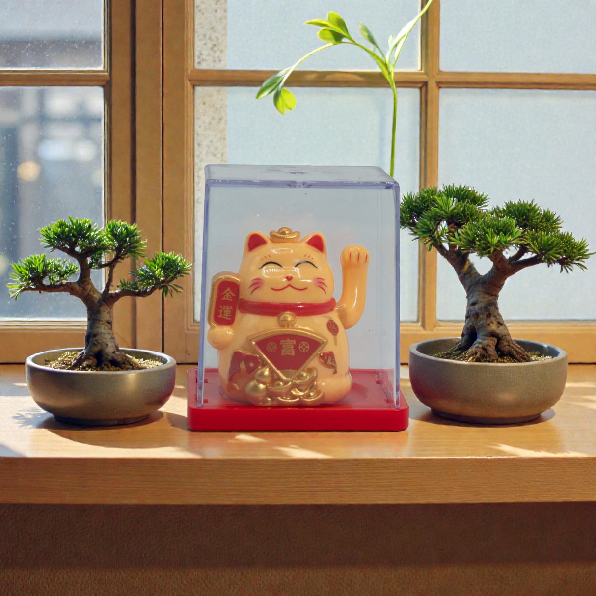 Миниатюрный солнечный кот с деньгами в коробке – жёлтый