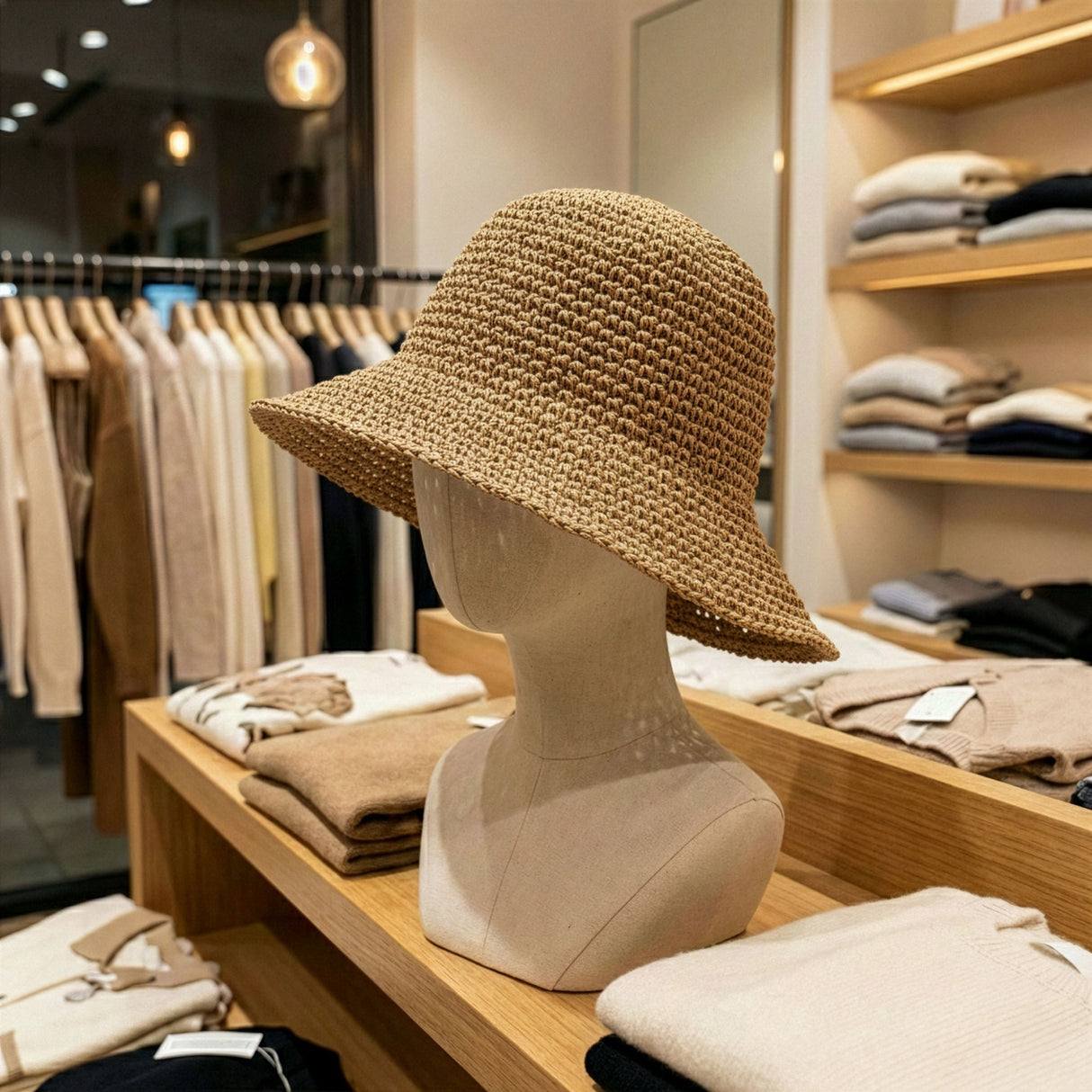 Nomad Sari klobouk z přírodního slámy s širokou krempou – přírodní káva