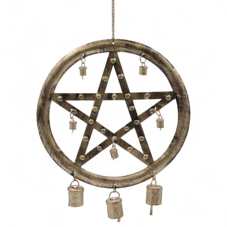 Indian Metal Star Cowbell Wind Chime 25x49cm