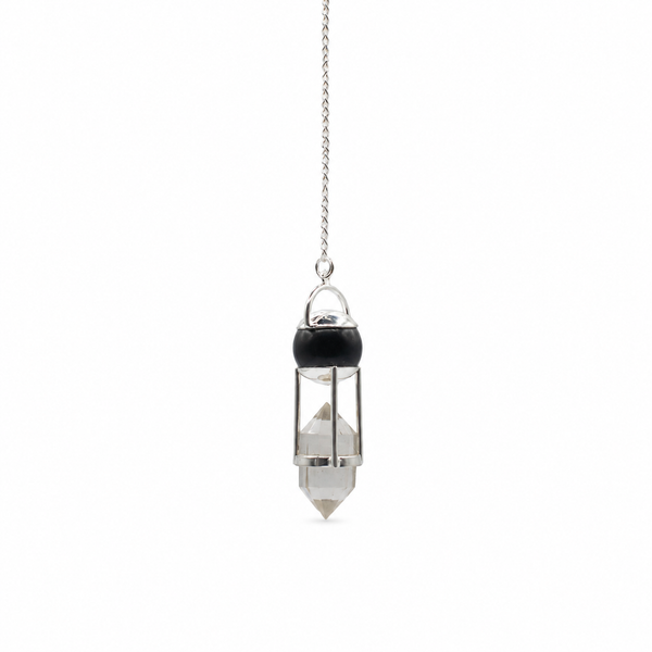 Shadow Seer - Double Power Pendulum - Obsidian Globe - Clear Quartz Double Terminated