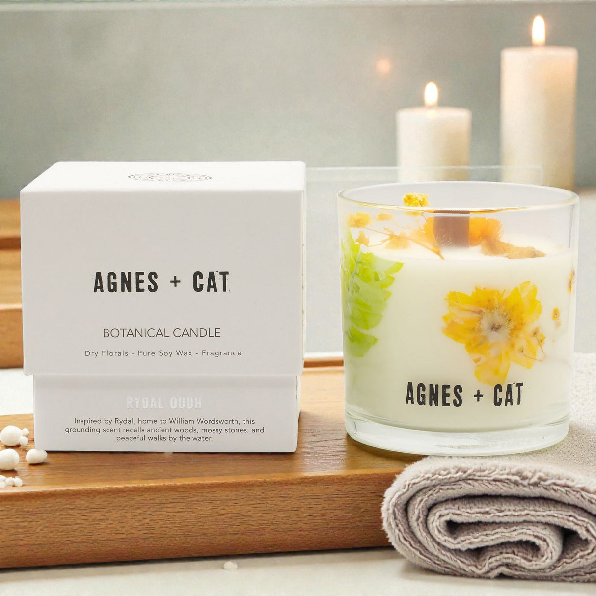 Lumânare din ceară de soia botanică Agnes + Cat – Rydal Oudh