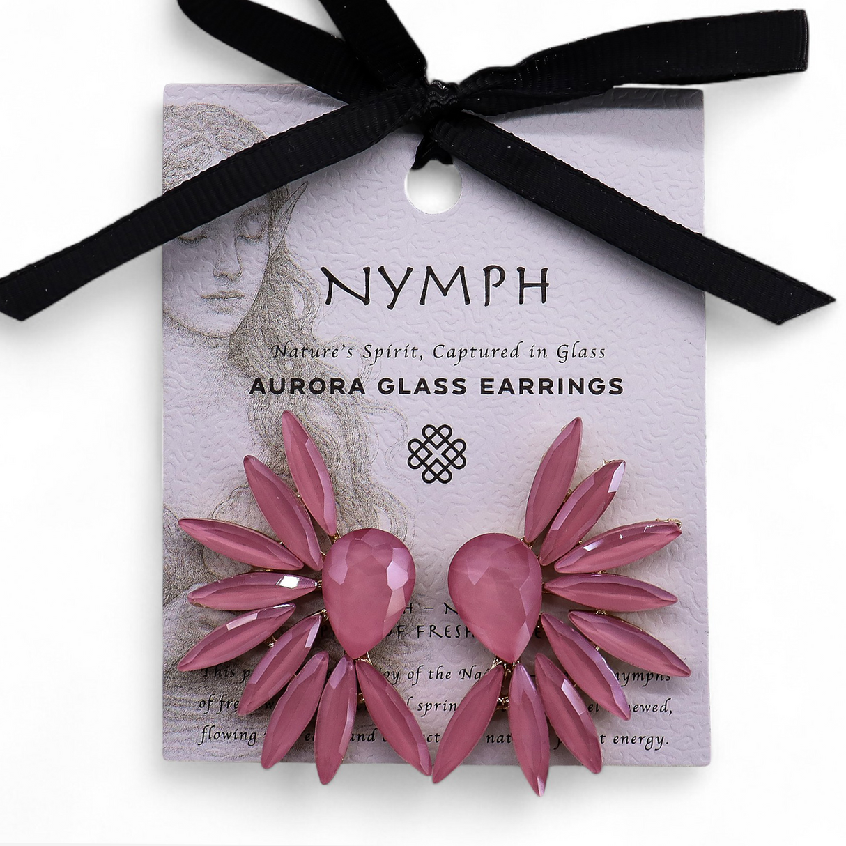 Soft Pink Vintage Glass Angel Wing Stud Earrings