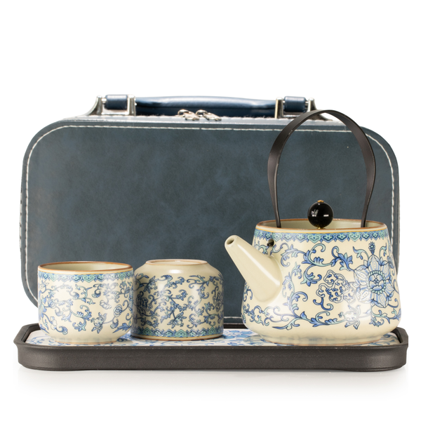 Travel Teapot Set & Two Cups - China Ru Blue