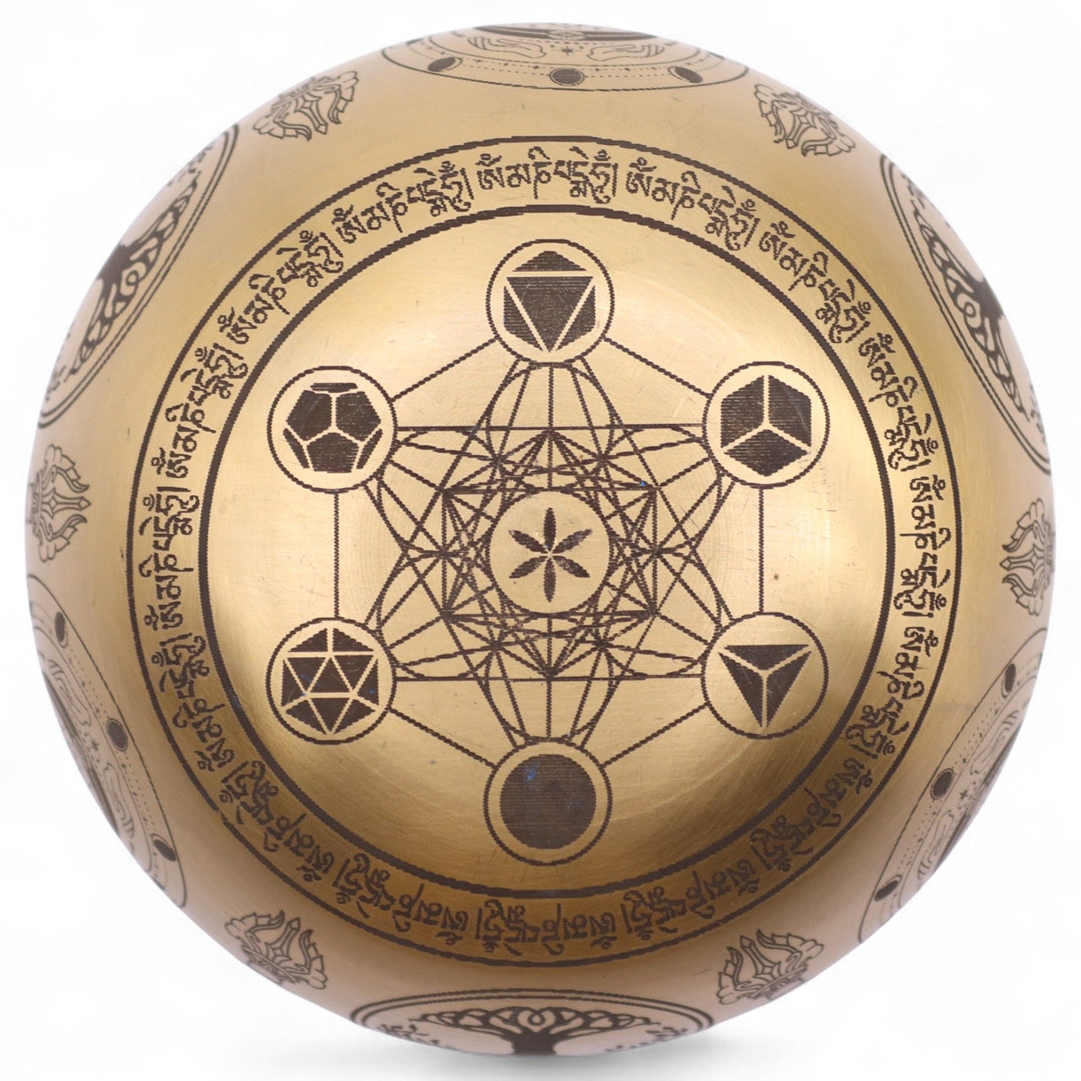 Hand‑Etched Brass Buddha Singing Bowls Set of 4