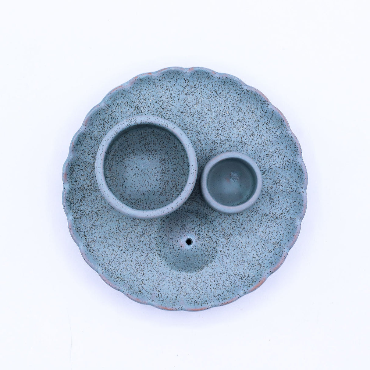 Blue Ceramic Lotus Palo Santo Sage Incense Holder