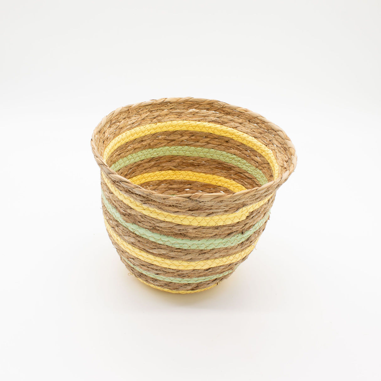 Meriheinä- ja olkikori maljakon muotoisina – luonnollinen keltainen ja vihreä – 3 kappaleen setti