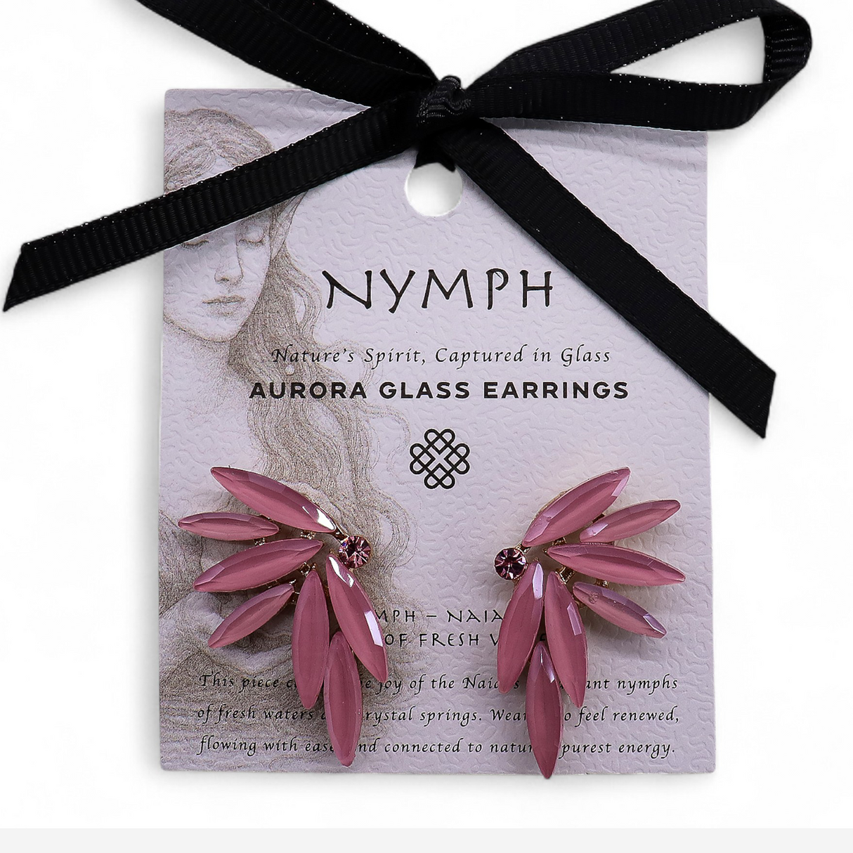 Vintage Pink Glass Floral Stud Earrings