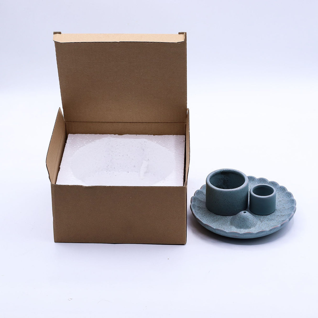 Blue Ceramic Lotus Palo Santo Sage Incense Holder