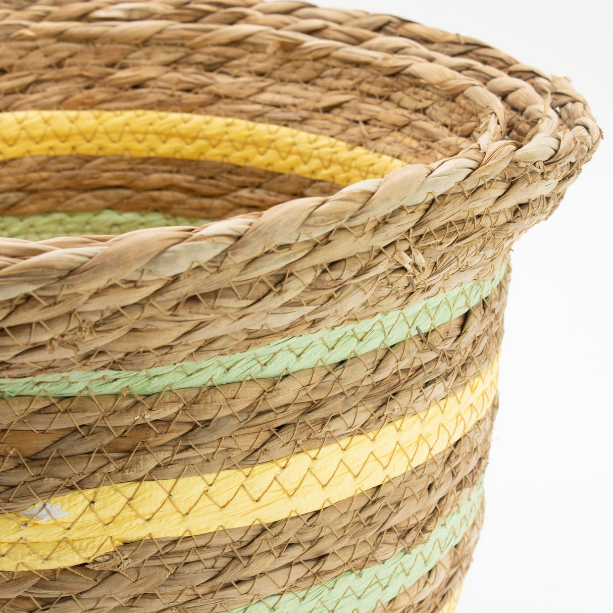 Meriheinä- ja olkikori maljakon muotoisina – luonnollinen keltainen ja vihreä – 3 kappaleen setti