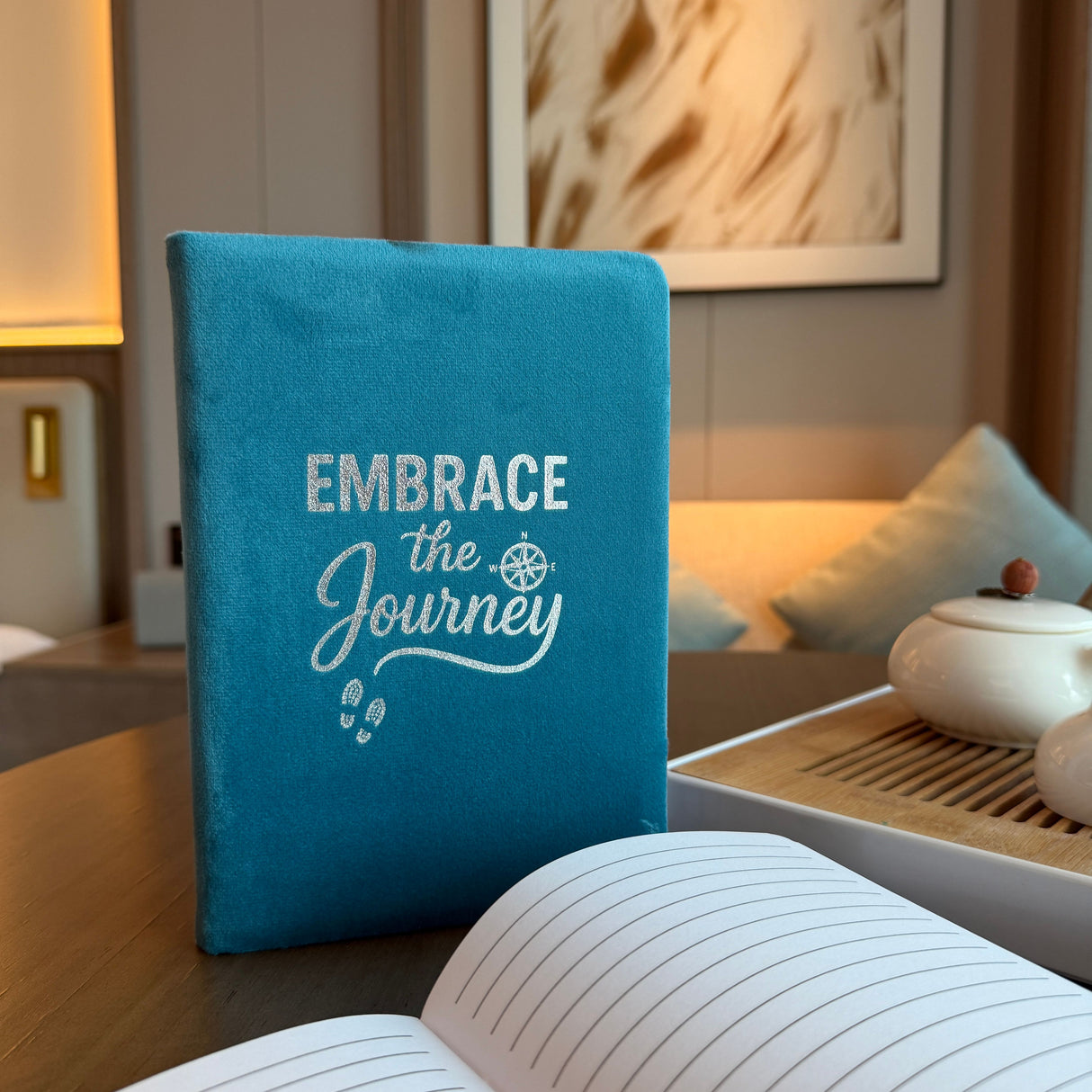 Light Blue Velvet Notebook – 80 pages – Embrace The Journey