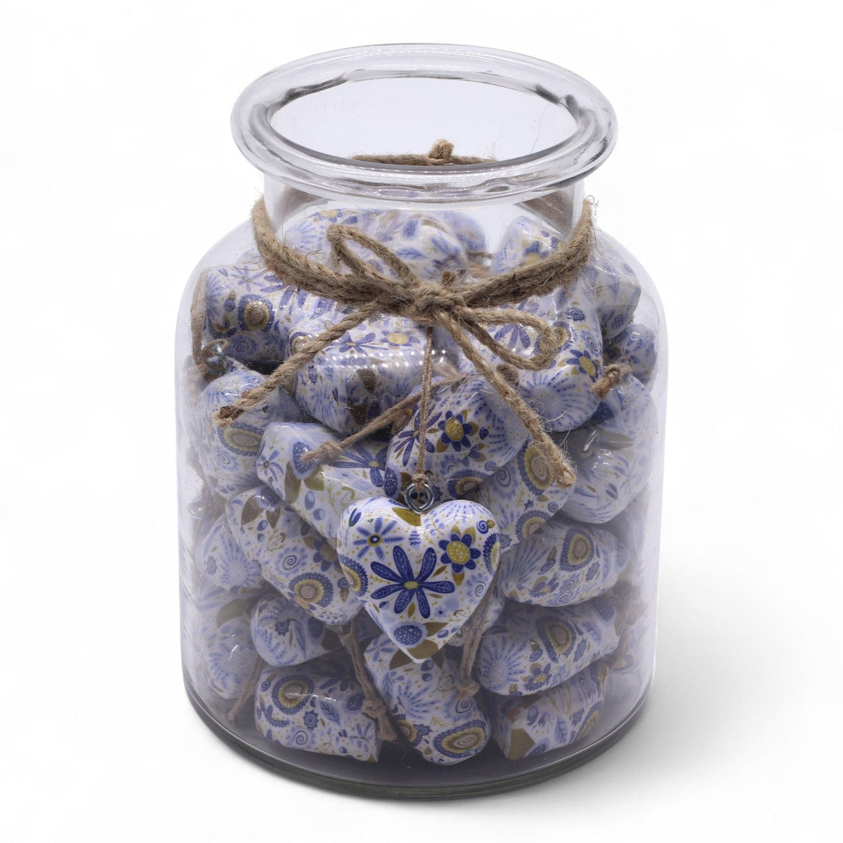 Large Decor Wood Hearts – Blue Floral