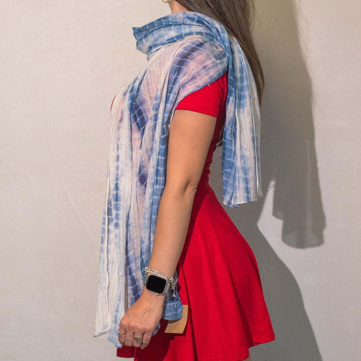 Платок Nomad Sari Party Shine – Тускло-синий (180×50 см)